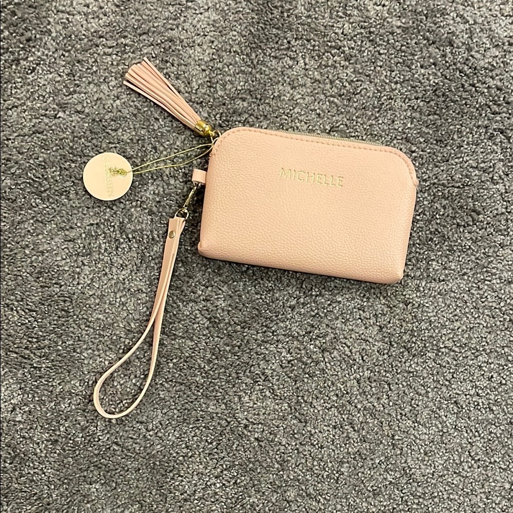 Michelle Blush Pink Pouch/Wristlet with Tassel Zipper